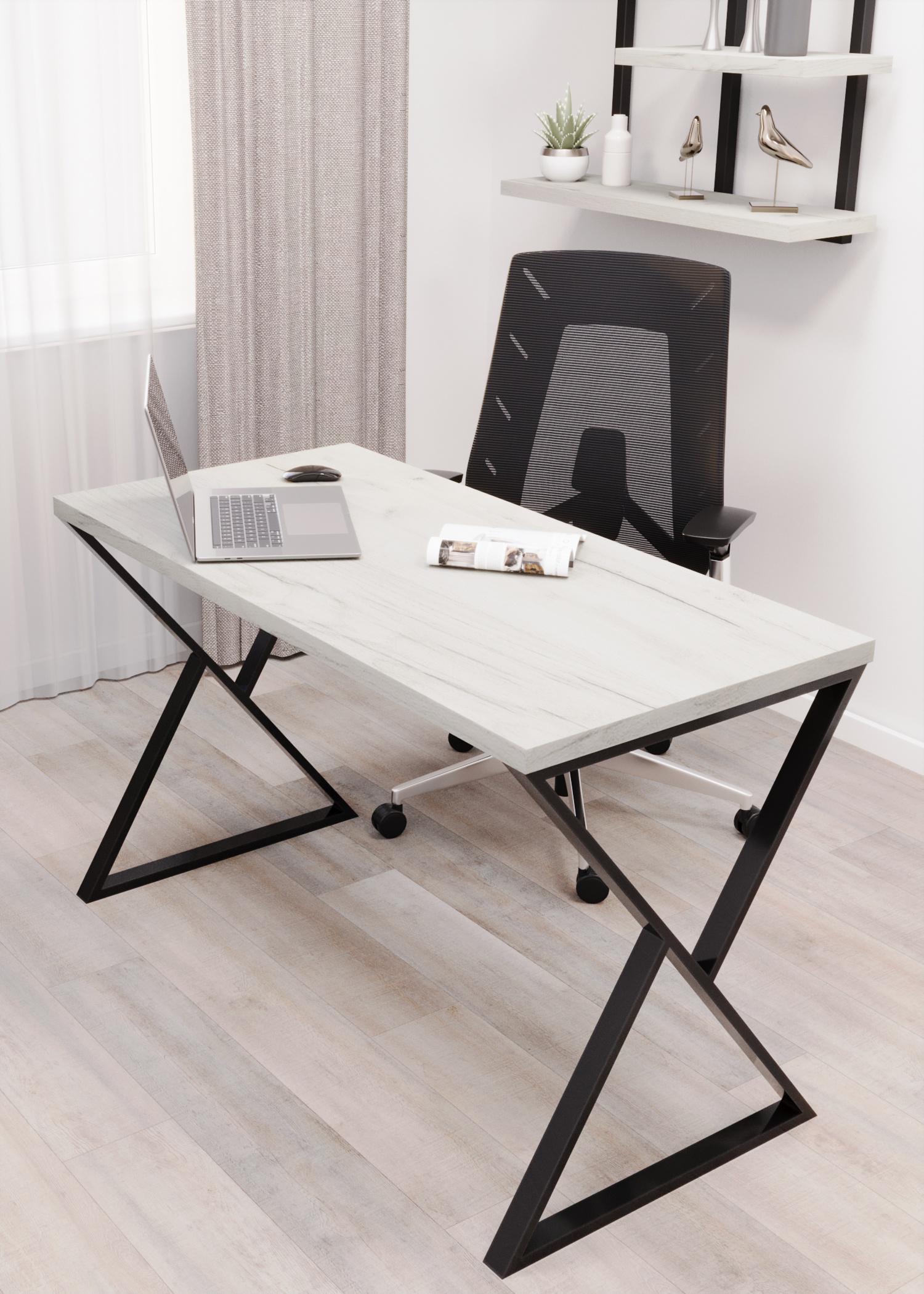 Стол письменный Loft Серия 16 металлический профиль 80х40мм 1600х800х32 мм Дуб Крафт/Белый (3589)