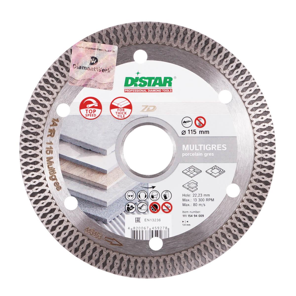 Диск алмазный для керамогранита Distar Multigres 115x1,6x10x22,23 мм (11115494009)