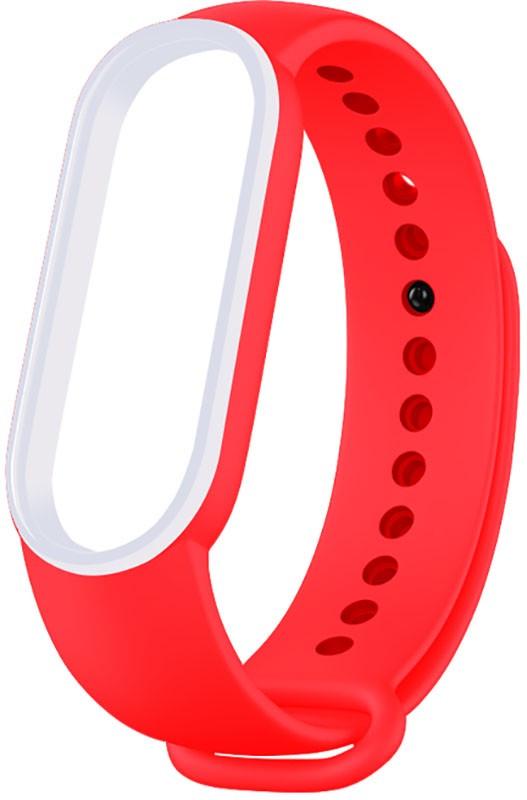 Ремешок UWatch Double Color Replacement Silicone Band Line For Xiaomi Mi Band Line 5/6/7 Red/White - фото 1