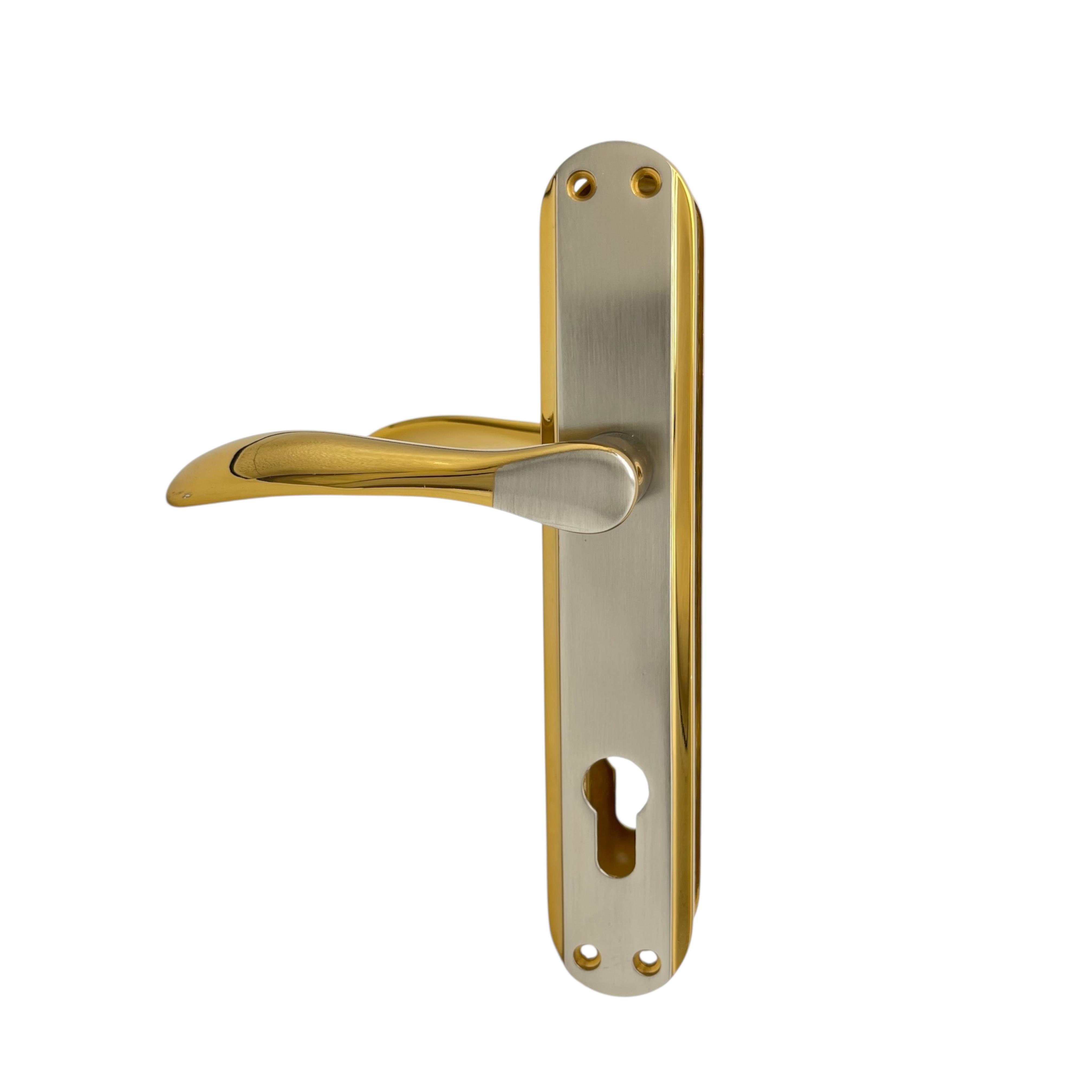 Дверная ручка Ozcanlar Bodrum Y-85 мм латунь Золотой/Хромовый