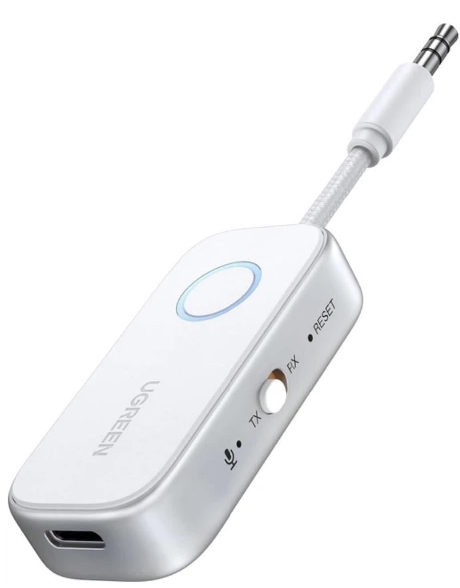 Адаптер UGREEN CM872 2-в-1 Bluetooth 5,4 передатчик-приемник с микрофоном 18 часов работы White (3020713879)