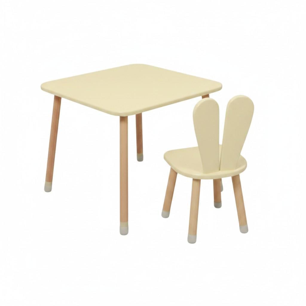 Стол детский Bambi 60х60 см со стульчиком Ушки Бежевый (04-025BEIGE)
