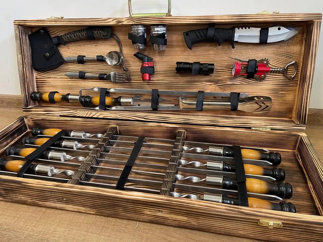 Набір шампурів Профі №10 у кейсі (10644720) - фото 2 Набір шампурів Профі №10 у кейсі (10644720) - фото 2