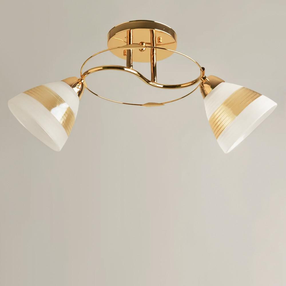 Люстра потолочная Light House SH-19535/2 FG 520х260х230 мм Золотой/Янтарный/Белый