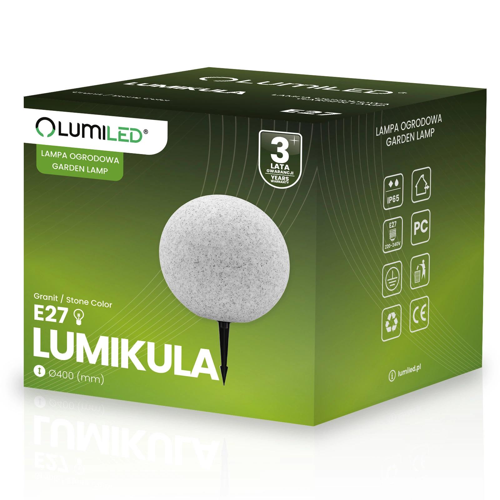 Садовый светильник Lumiled Lumikula декоративный каменный шар E27 230V с вилкой IP65 40 см (10635)