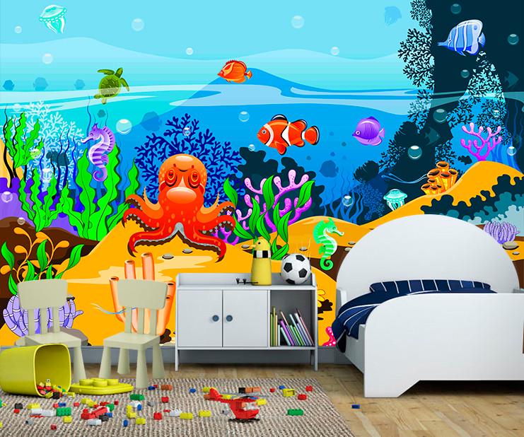 Фотообои 3D для детской комнаты Подводный мир