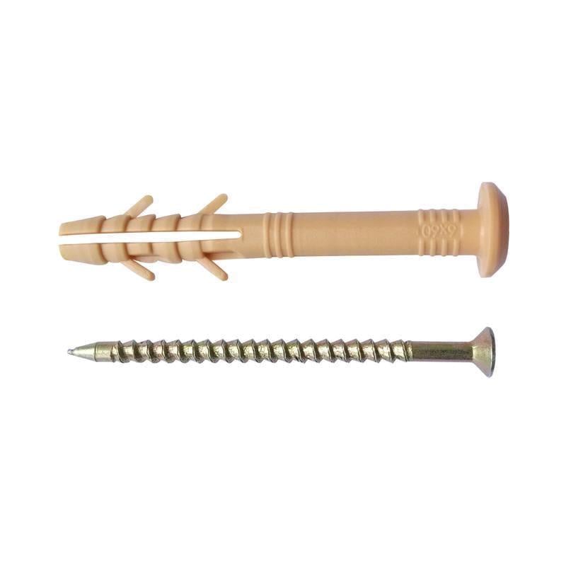 Дюбель Metalvis CM-b 6х60 притиск 30 мм ПП з буртиком та ударним шурупом цинк 100 шт. (92U10000092U16060В)