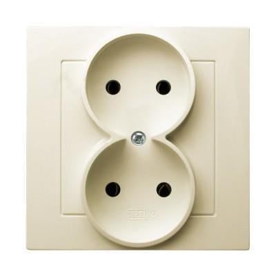 Розетка двойная Ospel AS Кремовый (29176563)