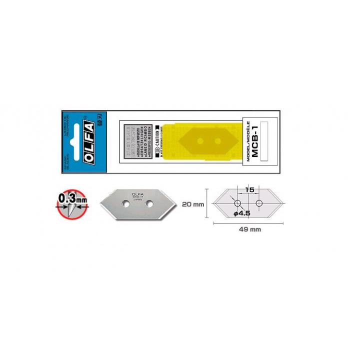 Лезвие Olfa MCB-1 двухстороннее 49х20х0,3 мм для ножей MC-45 MC-45/DX 661510 5 шт. (11708) - фото 3