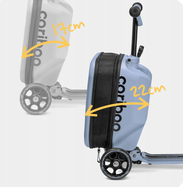 Трехколесный самокат CARIBOO iTRAVEL с детским чемоданом 2в1 Голубой (100851) - фото 9