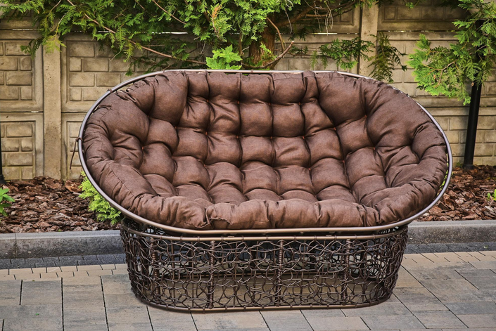 Диван садовий Мамасет плетений з техноротангу на металевому каркасі 150 см Антрацит (CNT00013125)