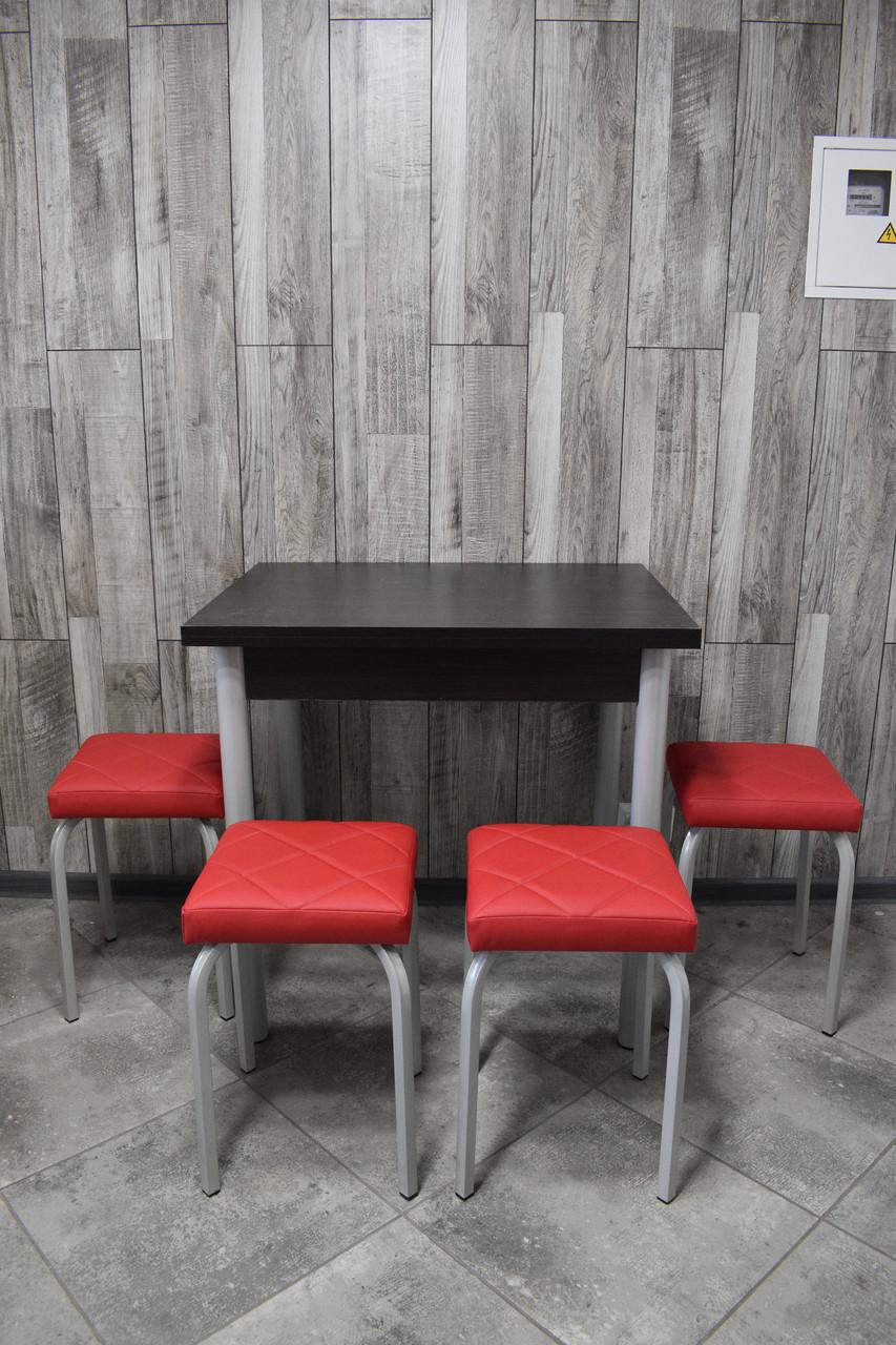 Кухонний комплект Оскар стіл розкладний/табурети 4 шт. Tutti Lux 60х80/80х120х75 см Чорний/Червоний (28374961) - фото 1