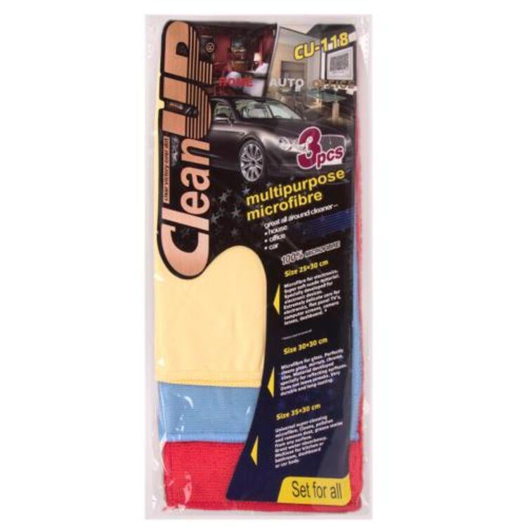 Салфетка микрофибра для стекла/полировки CleanUP CU-118 30х35 3 шт. (364121)