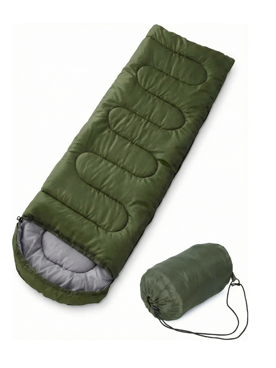 Спальный мешок с капюшоном 220х70 см в чехле - 25°C 1300г./м.кв Зеленый (7014406050)