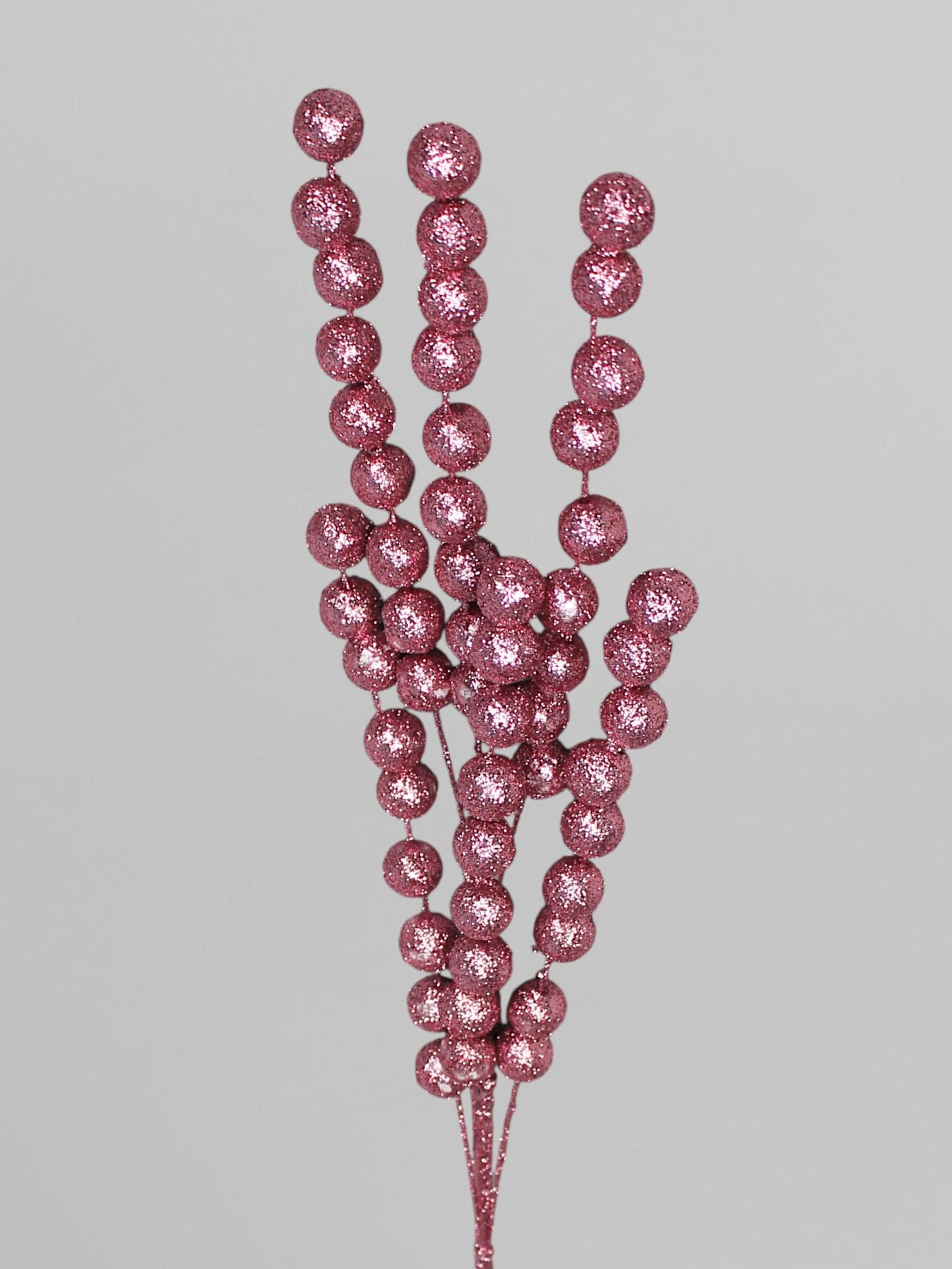 Декоративна гілка з блискучими кульками 49 см Рожевий (Р03077)