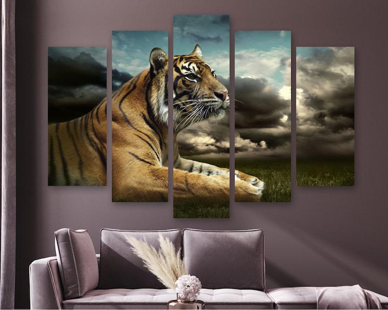 Модульная картина на холсте из пяти частей KIL Art Тигр 137x85 см (M51_L_82)