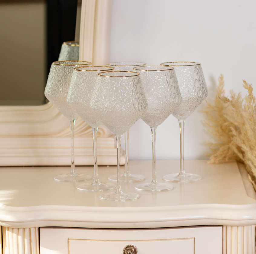 Набір келихів для вина Stunning 6 шт. по 600 мл Прозорий/Золотий - фото 3