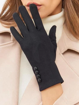 Перчатки женские трикотажные сенсорные с меховой подкладкой р. 7 Черный (1-32)