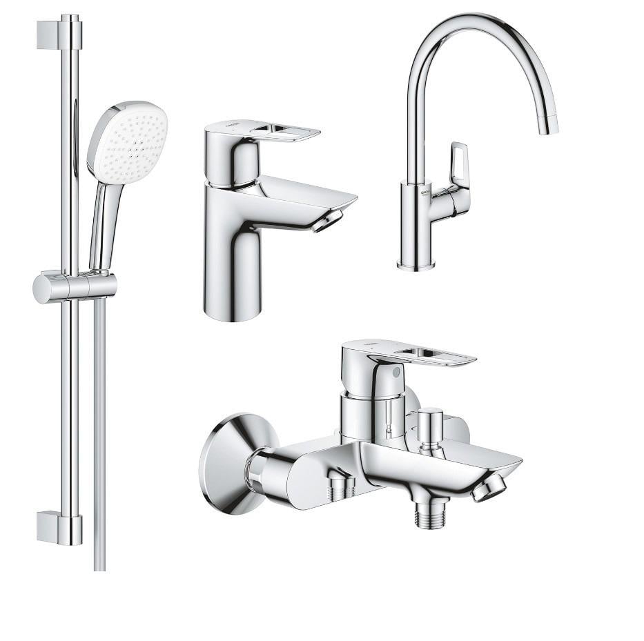 Набір змішувачів для ванни та кухні Grohe Bau Loop 4в1 (UA123225K3)