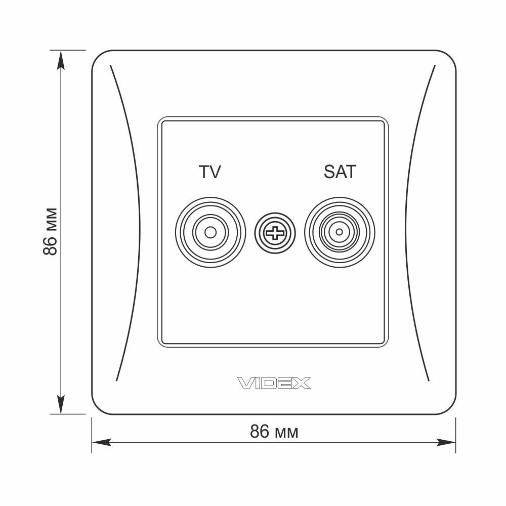 Розетка Videx Binera TV/SAT конечная Серебряный шелк (32748) - фото 5