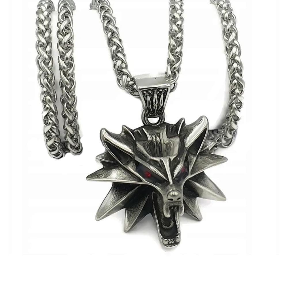 Медальйон відьмака із суцільного сплаву з червоними очима 60 см (NR0008_1)