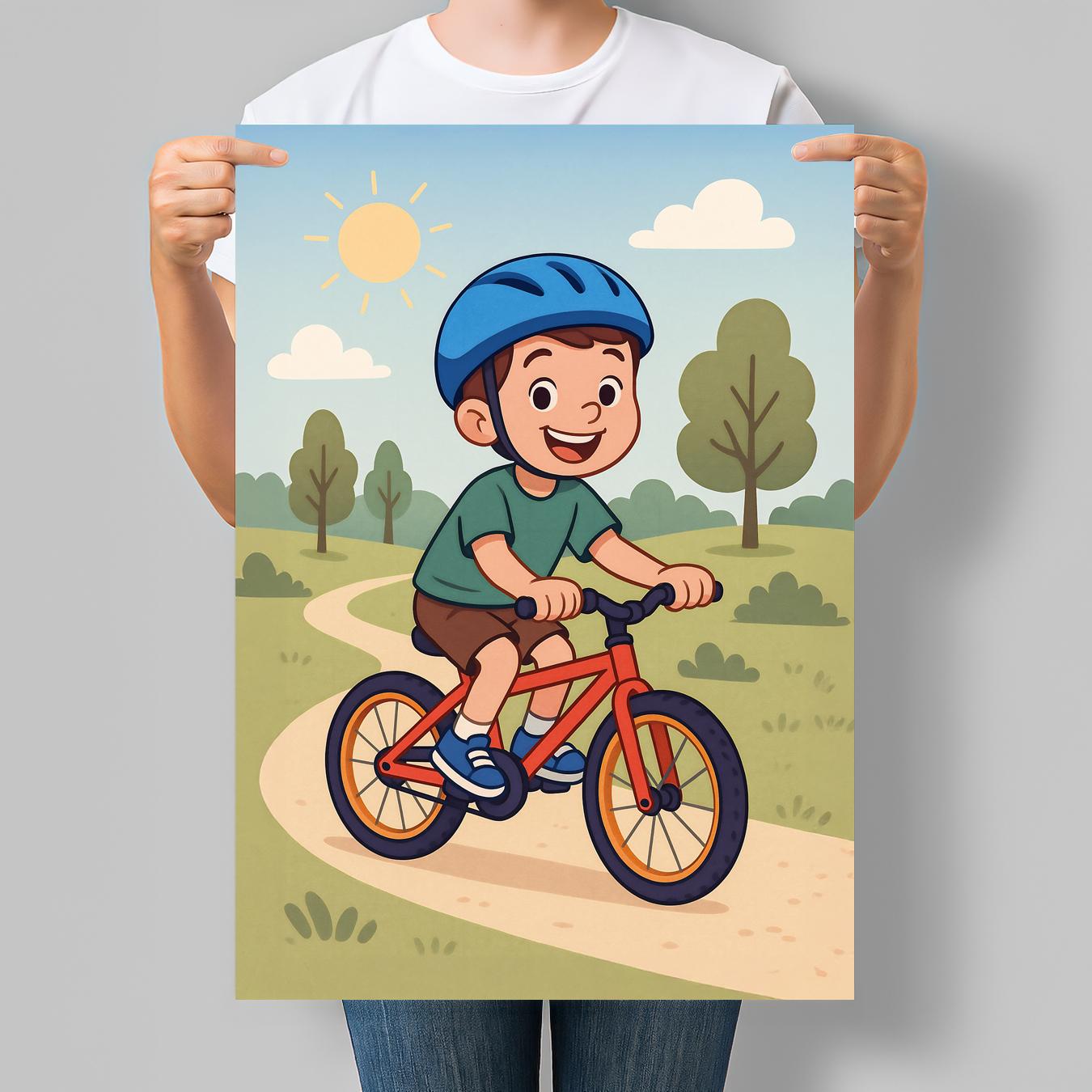 Постер для детской комнаты Мальчик на велосипеде 42x60 см A2 без рамки (DYT003_A2) Постер для детской комнаты Мальчик на велосипеде 42x60 см A2 без рамки (DYT003_A2)