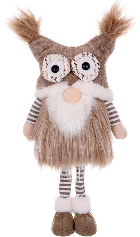 Игрушка мягкая Гном в шапке Совы 58 см Бежевый