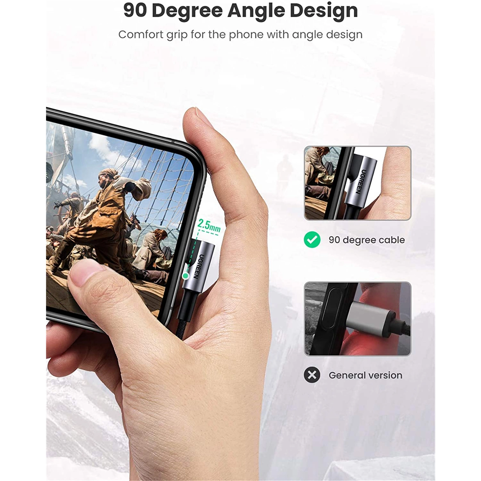 Переходник UGREEN AV167 AUX Type-C to 3,5 мм 10 см Grey (80723) - фото 4 Переходник UGREEN AV167 AUX Type-C to 3,5 мм 10 см Grey (80723) - фото 4