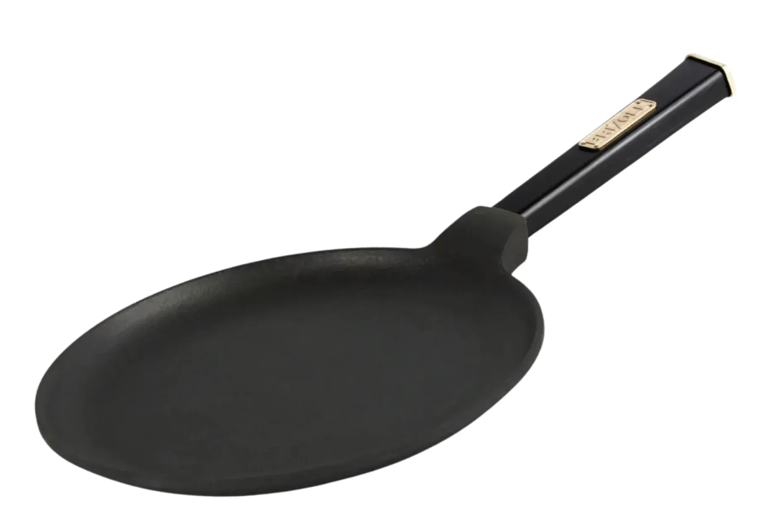 Сковорода чугунная Brizoll Optima для блинов с деревянной ручкой Black 220х15 мм (O2215-P1)