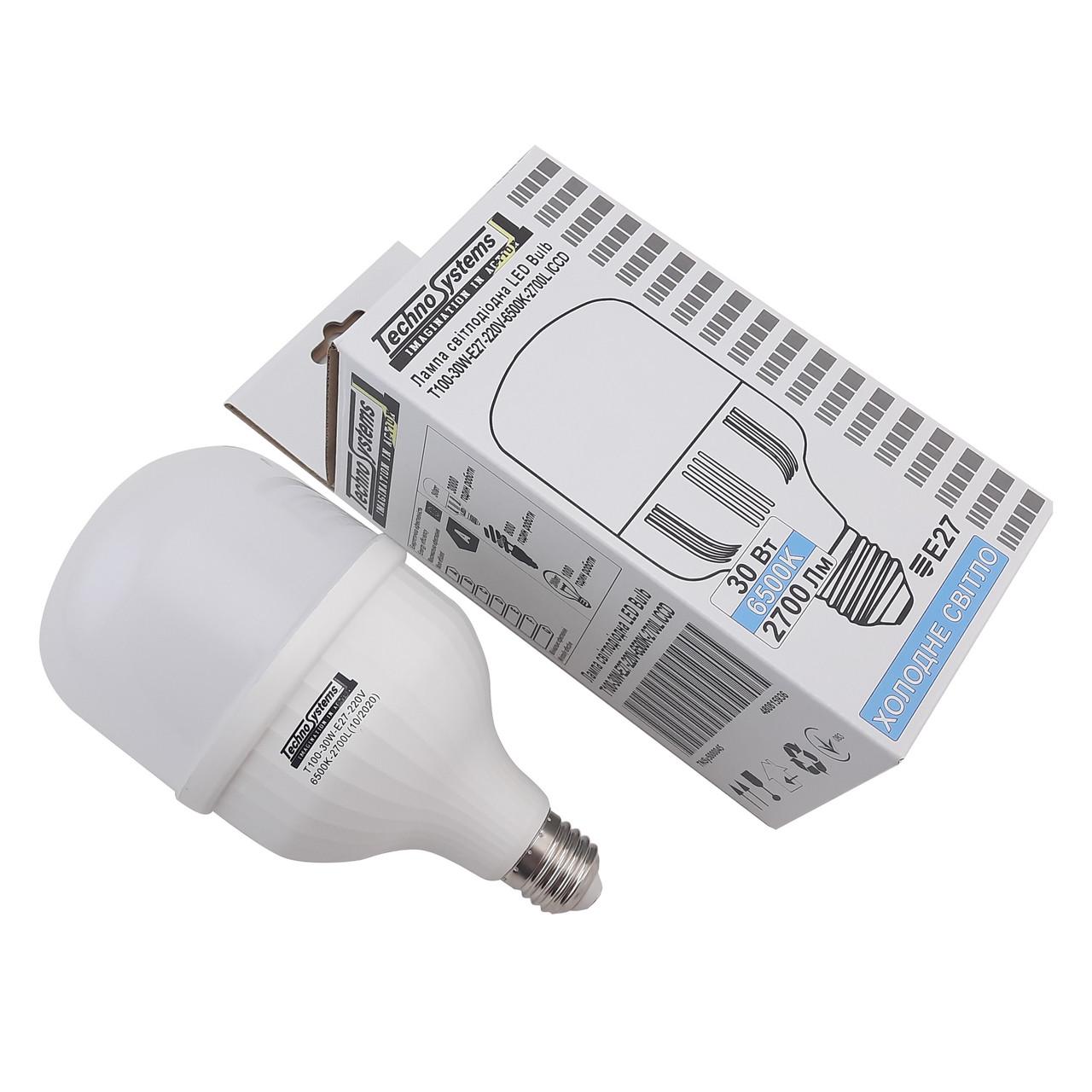 Лампа светодиодная TechnoSystems LED Bulb T100 30Вт E27 6500К 2700Лм - фото 1