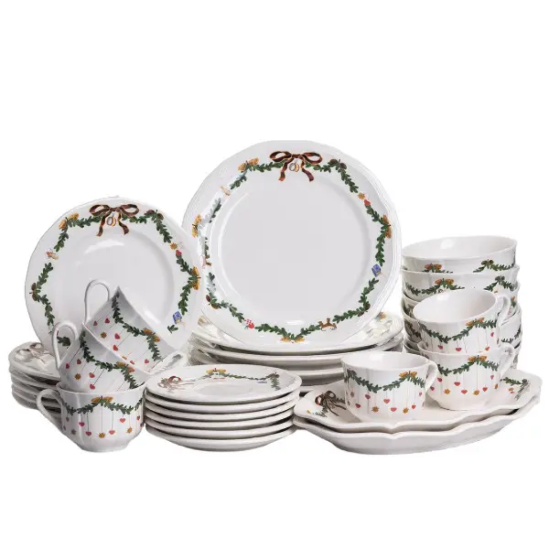 Столовый сервиз новогодний фарфоровый ROYAL 32 предмета на 6 персон
