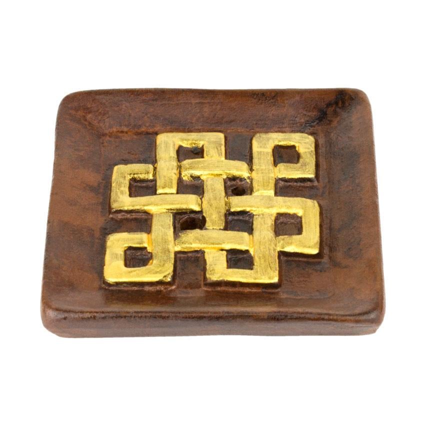 Подставка для благовоний Узел Бесконечности керамическая ручная работа 7х7х1,5 см (27940)