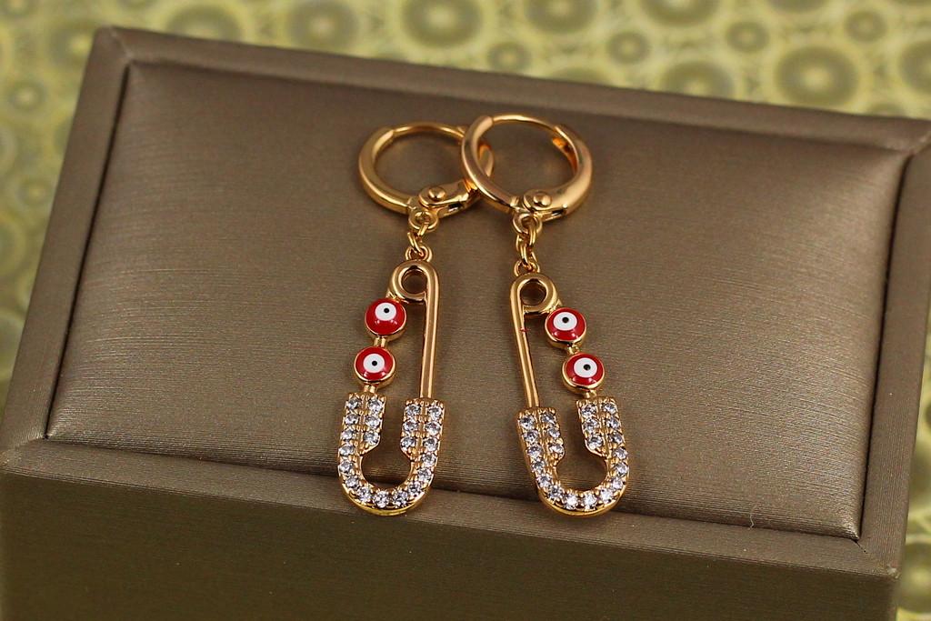 Серьги подвески Xuping Jewelry булавка от сглаза 4 см Золотистый (2362731136)