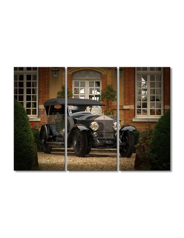 Картина модульная 3 модуля Роллс Ройс Серебро Призрачная торпедо 1924 90x135 см