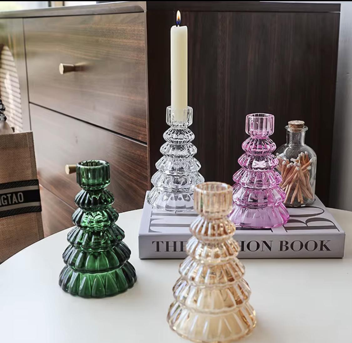 Набір підсвічників скляних Ялинковий каскад 3 шт. 13,3 см Прозорий (90811) - фото 6