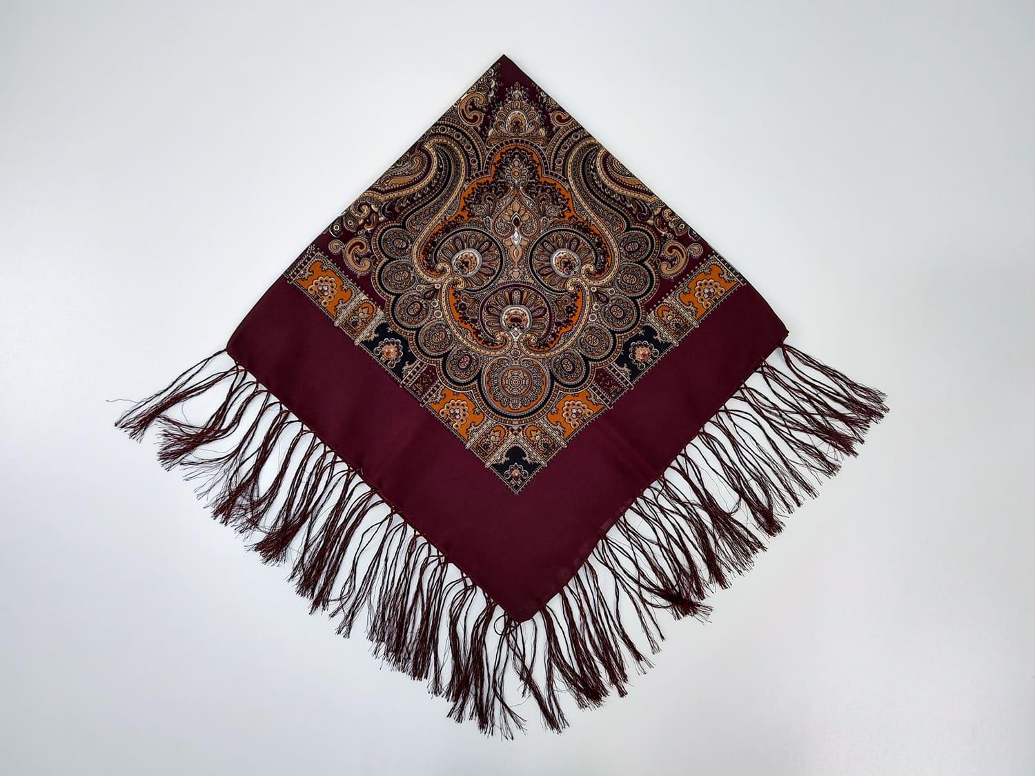 Платок традиционный украинский с тороками 80x80 см Бордовый (30156539)