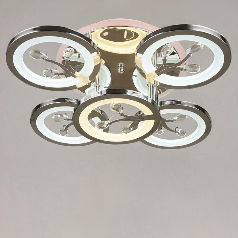 Люстра потолочная Light House SRS-16349/5 LED с RGB подсветкой и пультом 126 W Хром