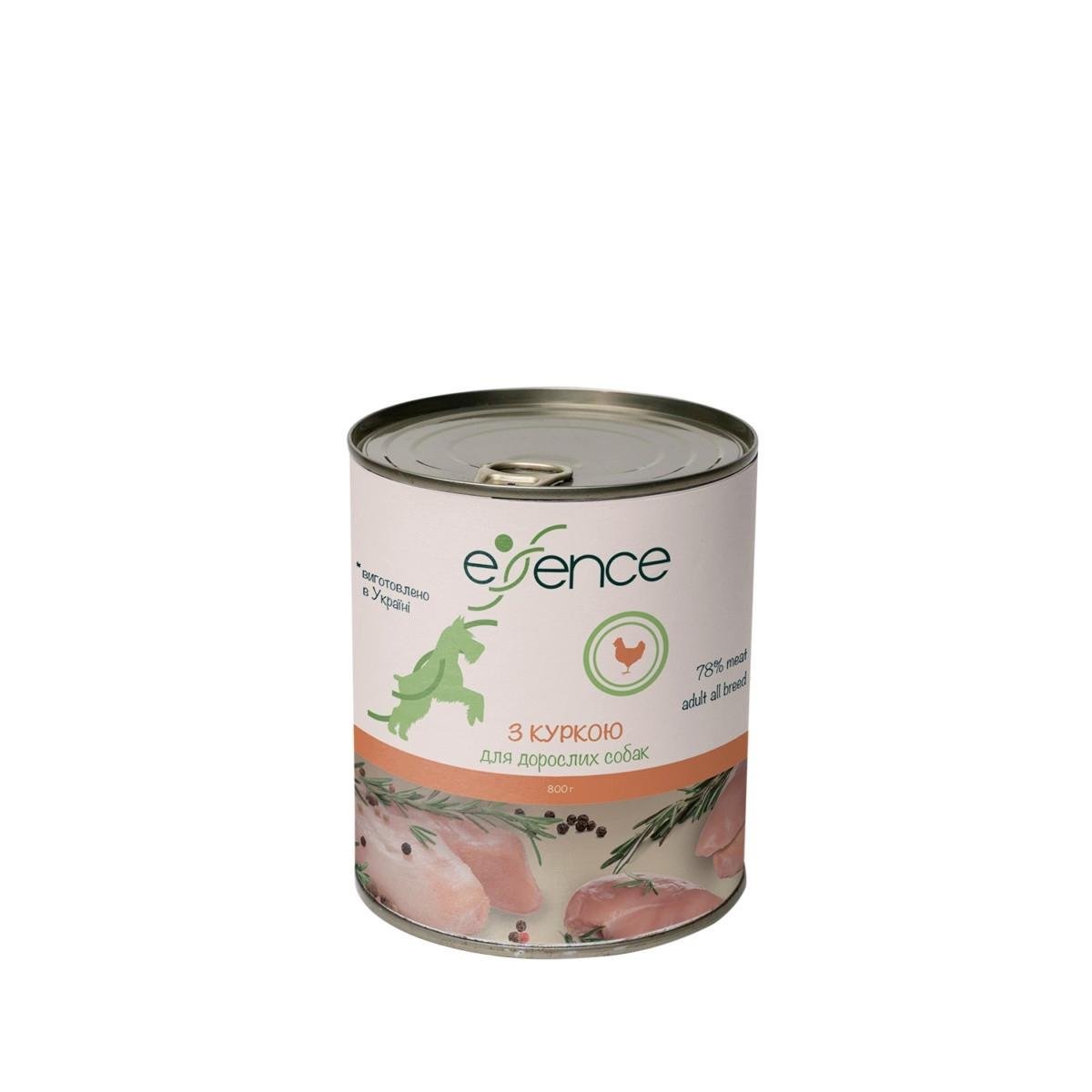Корм влажный Essence с курицей для взрослых собак 800 г (4820261920338) Корм влажный Essence с курицей для взрослых собак 800 г (4820261920338)
