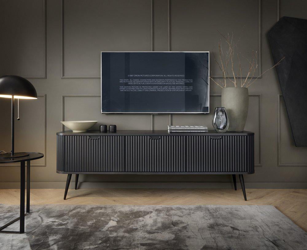 Тумба под телевизор Perfect Home Zova RTV168 3-дверная с черными ножками Черный (PFH-091368)
