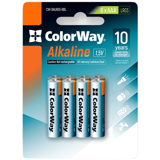 Батарейки СolorWay Alkaline Power лужні AAA 8 шт. blister