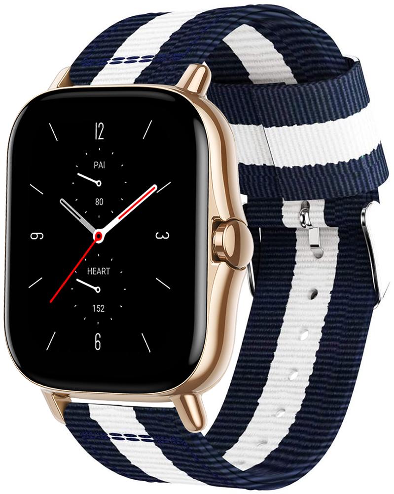 Ремешок тканевый Canvas для Amazfit GTS 2e Blue/White (20579)