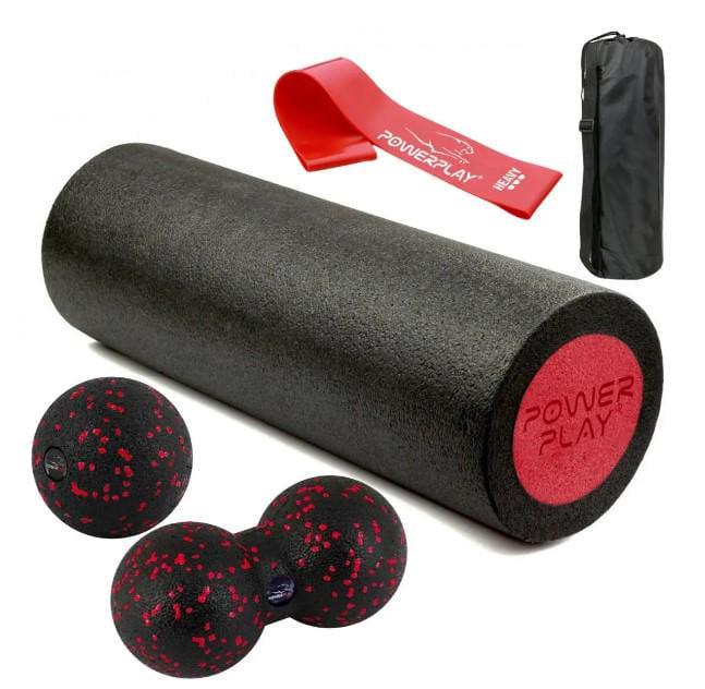 Набор для массажа PowerPlay PP-4094 EPP ролик 30x15 см/2 мяча/резинка 11 кг Red (PP_4094_Red)