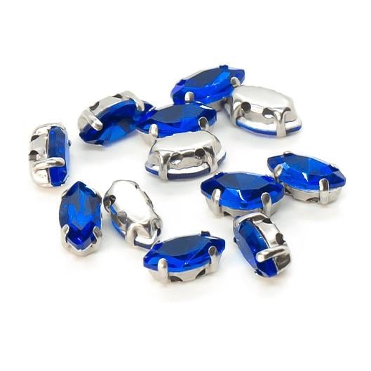 Стразы в цапах пришивные Лодочка 4х8 мм 10 шт. Электрик (СЦ0408л20)