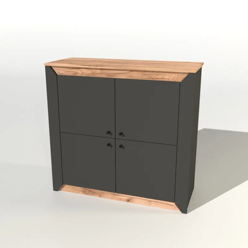 Комод четырехдверный Еверест Нордик 980 Графит/Дуб крафт золотой (26843842)