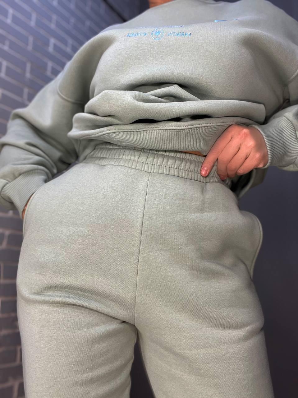 Брюки женские PEPPER MINT 24-13 спортивные джоггеры резинка на талии утепленные L Оливковый (925) - фото 9