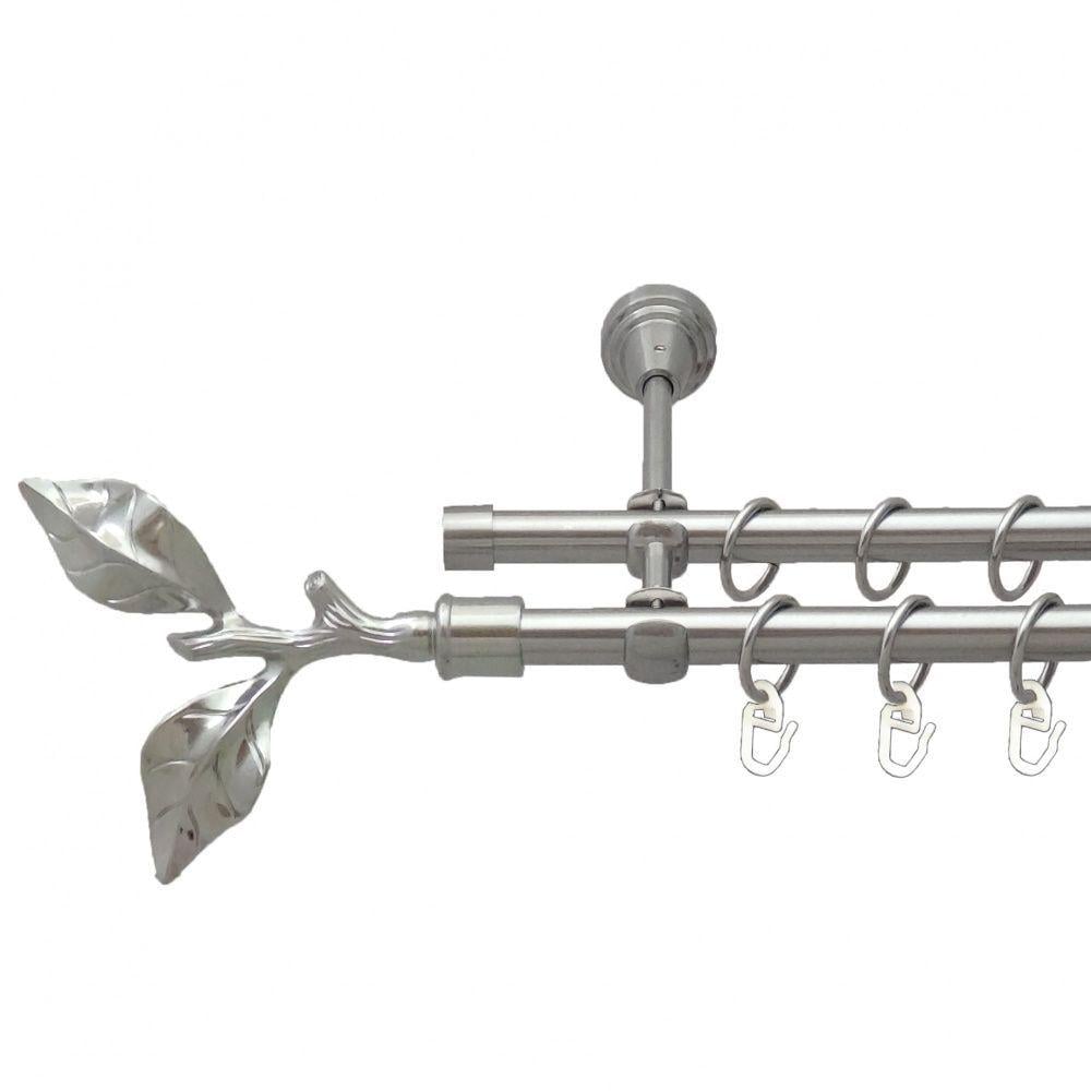 Карниз Orvit Листок Троянди металевий дворядний відкритий гладка труба кільце металеве 16/16 мм 200 см Нержавіюча сталь (00-00013626) - фото 1 Карниз Orvit Листок Троянди металевий дворядний відкритий гладка труба кільце металеве 16/16 мм 200 см Нержавіюча сталь (00-00013626) - фото 1