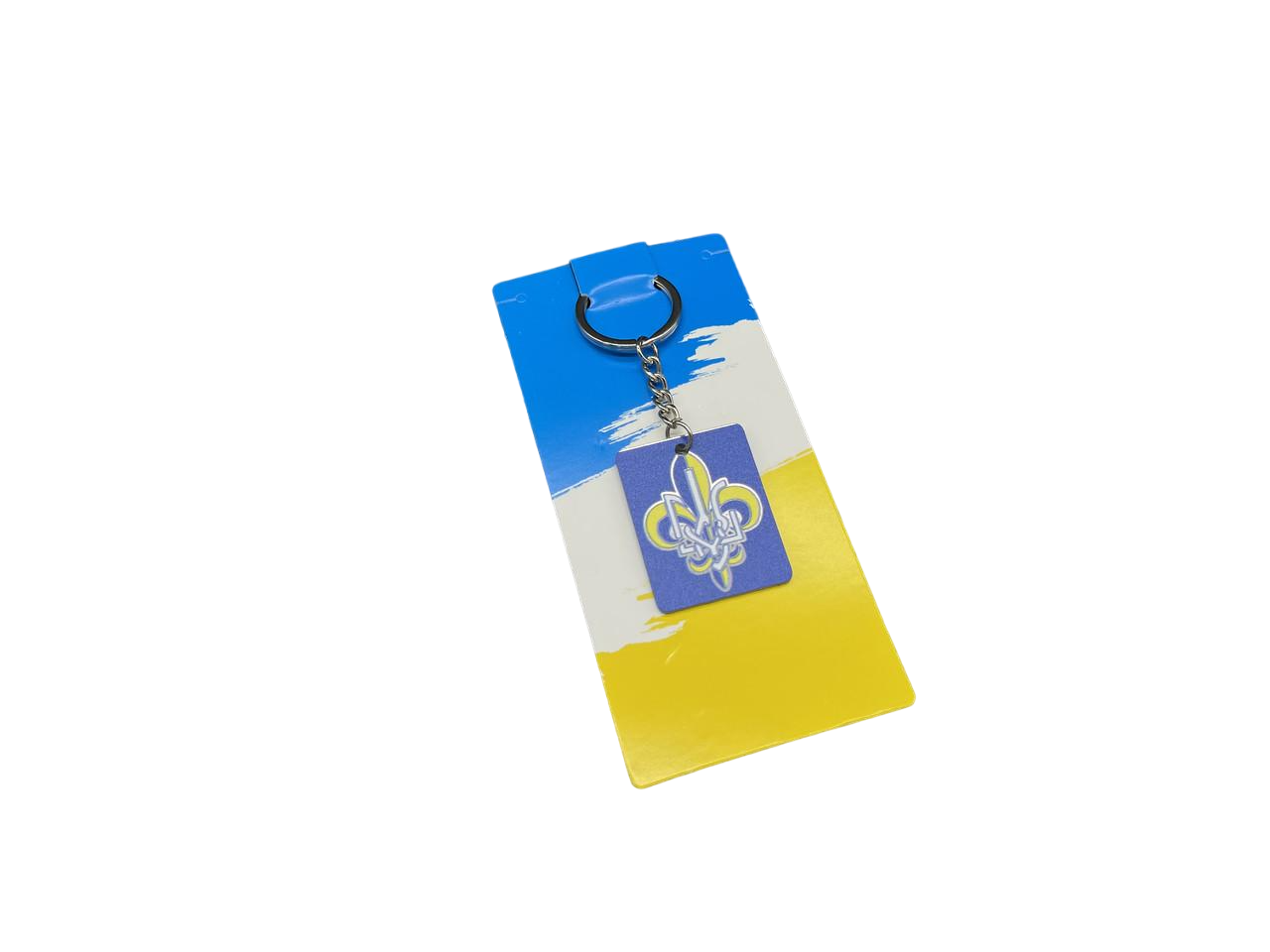 Брелок патриотический Трезуб УФ-печать металлический 43х33 мм Синий (BR-102)