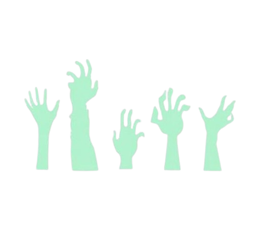 Наклейки на Хэллоуин Руки фосфорные 30х30 см Салатовый (0323)