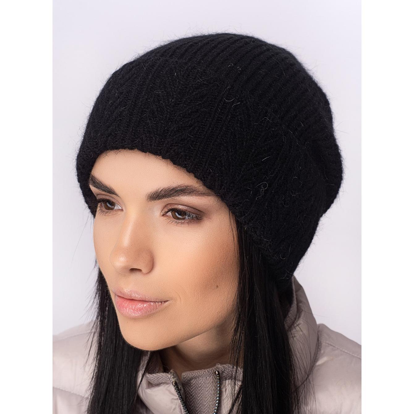 Шапка женская ангоровая Leks Кейси one size Черный