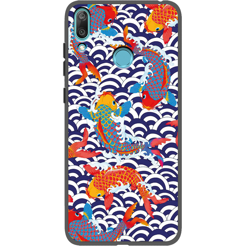 Чехол Boxface Huawei Y7 2019 Koi Fish Черный силикон (36044-up2477-37011)